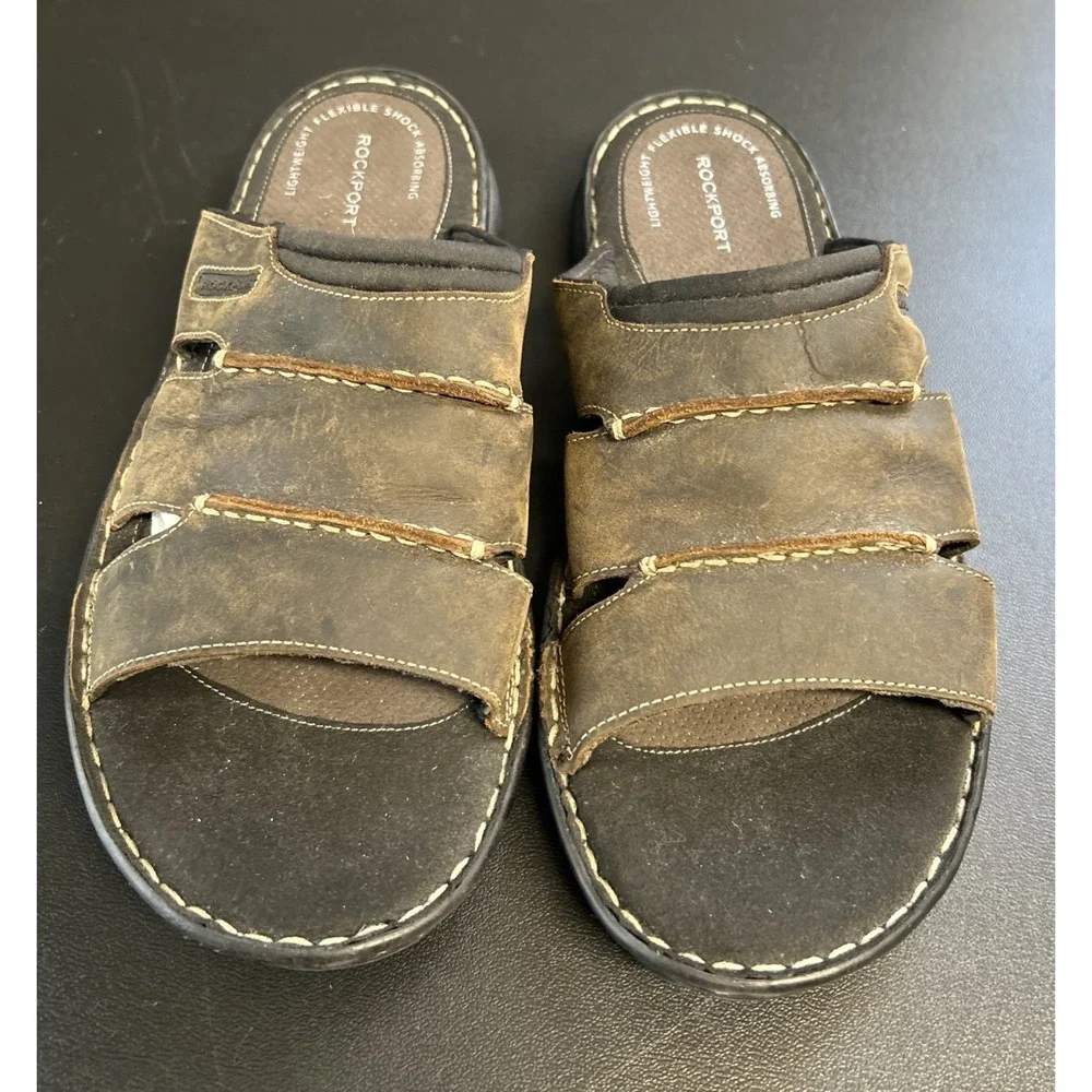 Men's Size 13 Rockport‎ Leather Sandals Slides Comfort Fisherman Gladiator